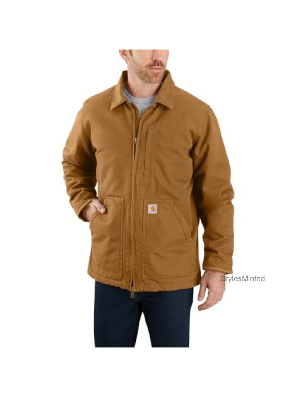 Carhartt Washed Duck Ridge Coat Sherpa Lined Work Outerwear